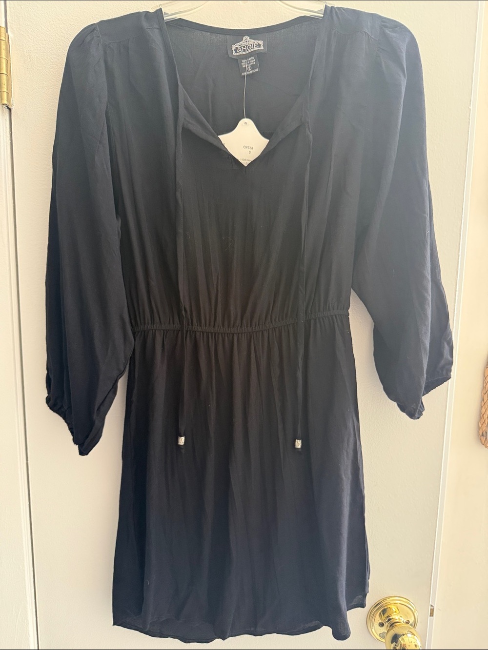 NWT Angie Black Rayon Long Sleeve Dress